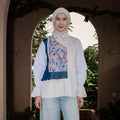 DYA ID Kinanti Batik Top Kemeja Batik Wanita Kombinasi Denim untuk Kerja Kantor kondangan Arisan